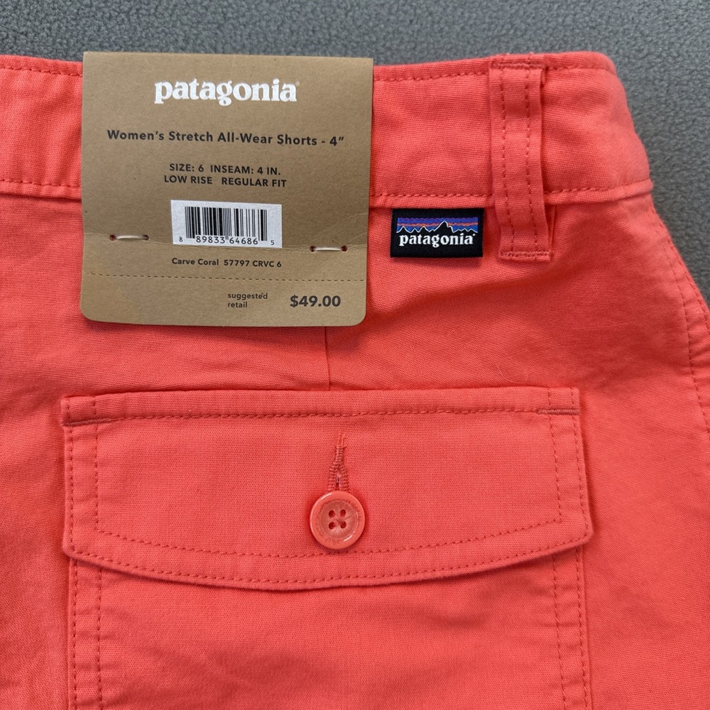 Patagonia Shorts Womens 6 Carve Coral Stretch‎ All-Wear Shorts 4" Low Rise NWT - Picture 3 of 11